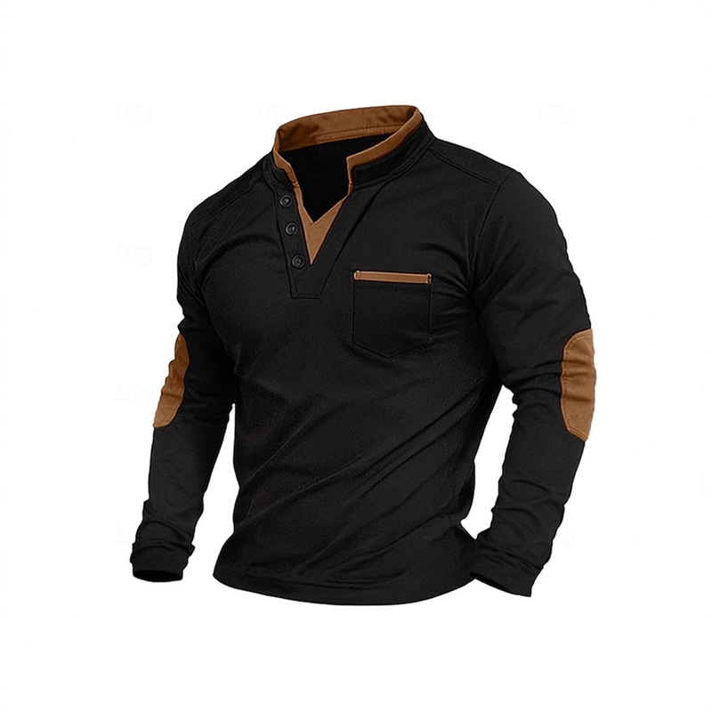 European and American Style Autumn Stand Collar Long Sleeve T-Shirt Sweatshirt for Men, Patchwork Men's Polo Shirt Top, Foreign Trade European and American Style Autumn Stand Collar Long Sleeve T-Shirt Sweatshirt for Men, Patchwork Men's Polo Shirt Top, Foreign Trade