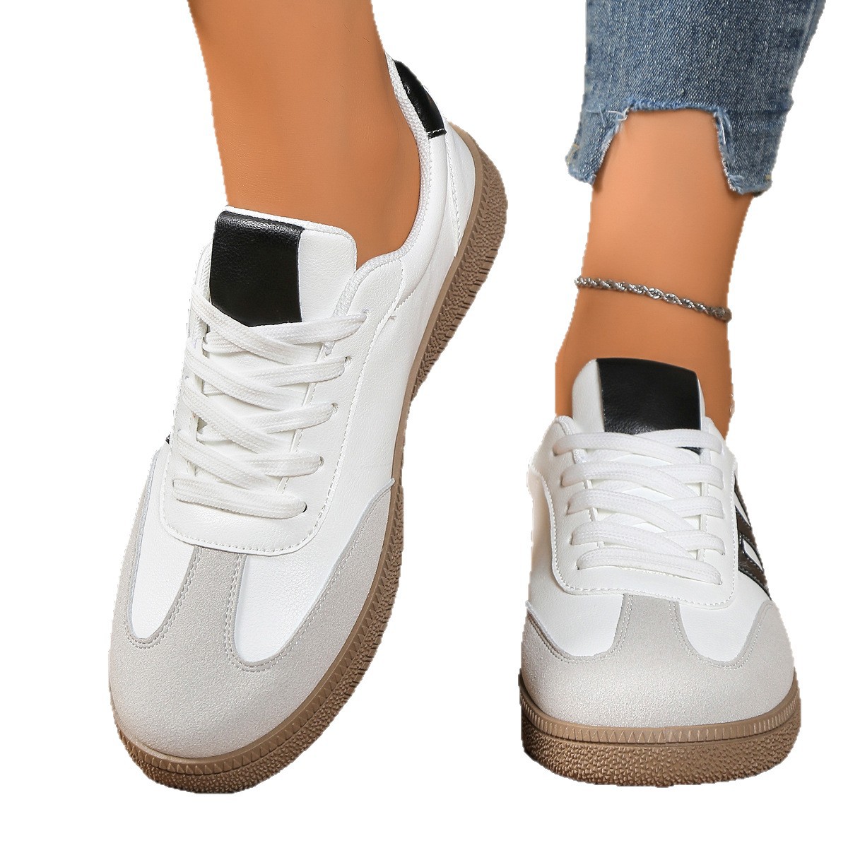Zapatos de entrenamiento de comercio exterior de mujeres 2026 primavera nuevos zapatos blancos con suela plana transpirables zapatos deportivos casuales zapatos de suela suave image 5