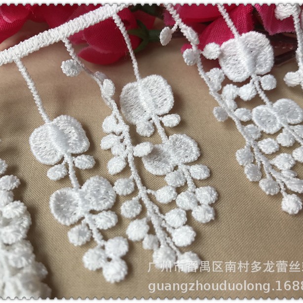【大現物】多龍7cmミルク糸レース刺繍服装補助カーテンレースフリンジレース