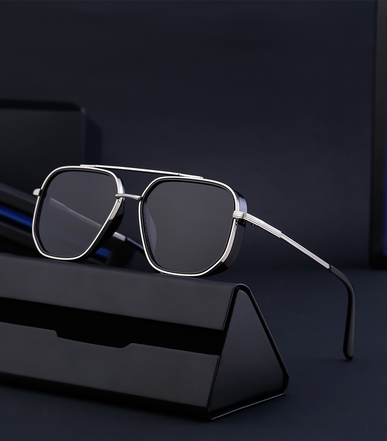 Lunettes de soleil polyvalentes décontractées et polyvalentes, Style Punk européen et américain pour hommes, boîte rétro, nouvelle tendance 2024_voghion.com