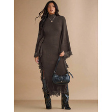 F 50717 Tassel slit slim long dress ���տ���������ȹ�羳