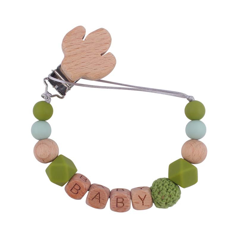 Nuevo bebé suministros de dibujos animados animal haya chupete clip calmante bebé DIY nombre chupete de silicona anti-gota cadena