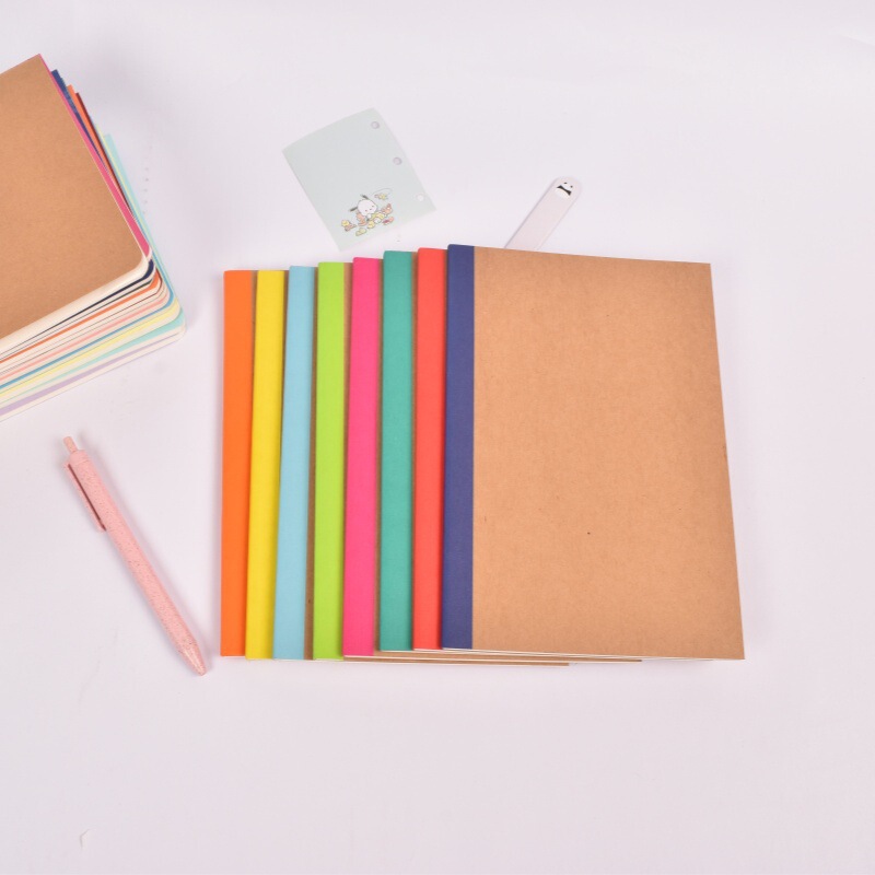 Colorful Kraft Paper A5 Stitched Notebook, Thickened and Simple, College Student Diary, Ins-Style Note-Taking and Homework Notebook