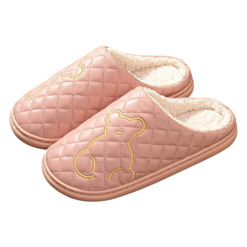 Водонепроницаемые хлопчатобумажные тапочки женский зимний 2025 новый ступающий на фекалии домашний бархат теплая и нескользящая PUpi хлопчатобумажный перетаскивание мужской оптовой