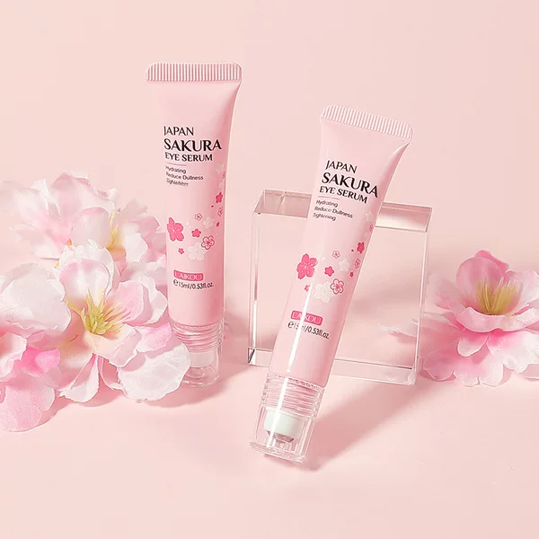 LAIKOU Cherry Blossom Eye Essence 15ml Ball Massage Eye Care Eye Cream Moisturizing and Hydrating Skin Care Products