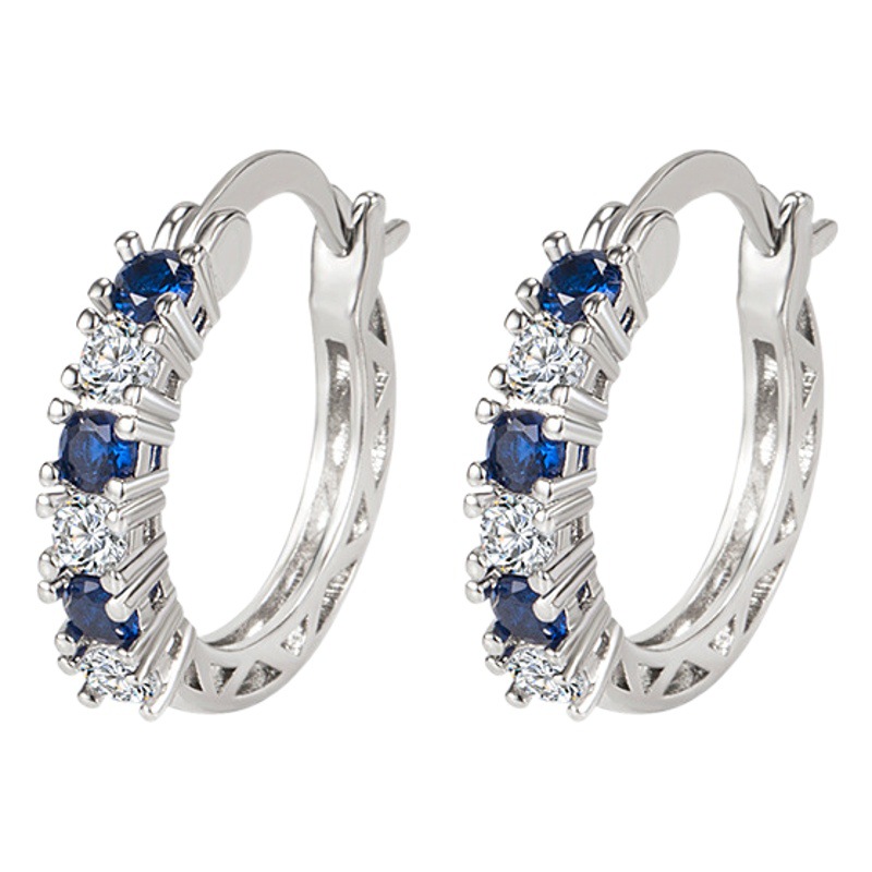 Deseo transfronteriza aguamarina pendientes temperamento femenino diamante rojo turmalina pendientes púrpura diamante cristal oreja hebilla joyería al por mayor image 1