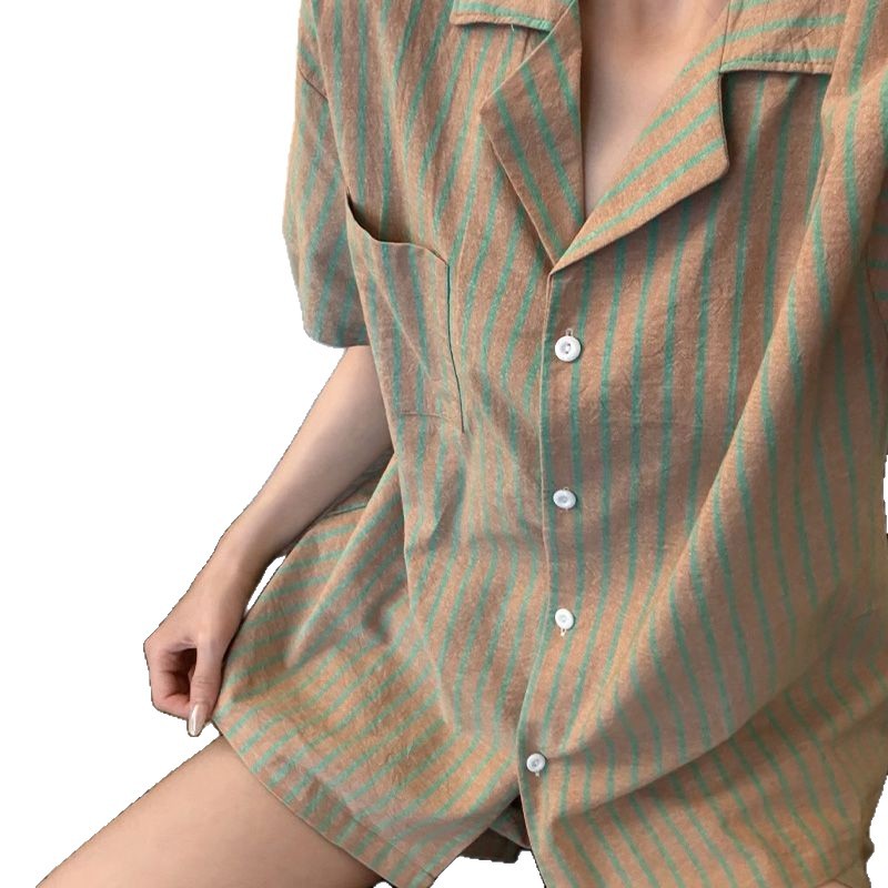 120G nubes de algodón pijama de mangas cortas pantalones cortos de dos piezas set de ropa para el hogar comercio exterior transfronterizo orden tiktok mujer verano