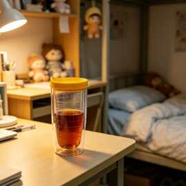 食品级无异味双层透明吸管杯塑料咖啡杯螺纹内胆耐高温防漏家用杯