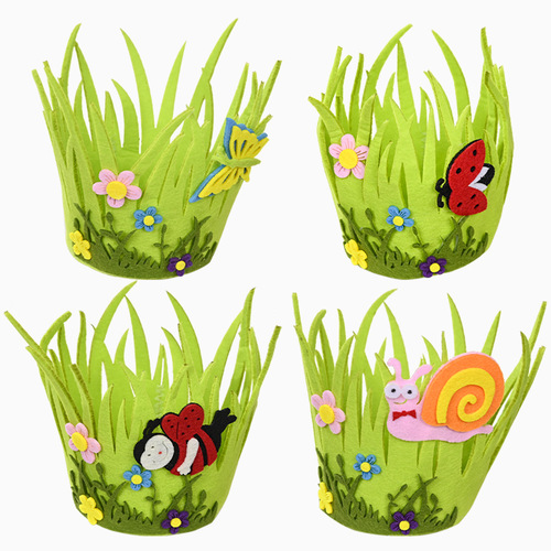 Cross-border new product Hao Bei Easter decorations non-woven round basket Easter decoration ornaments