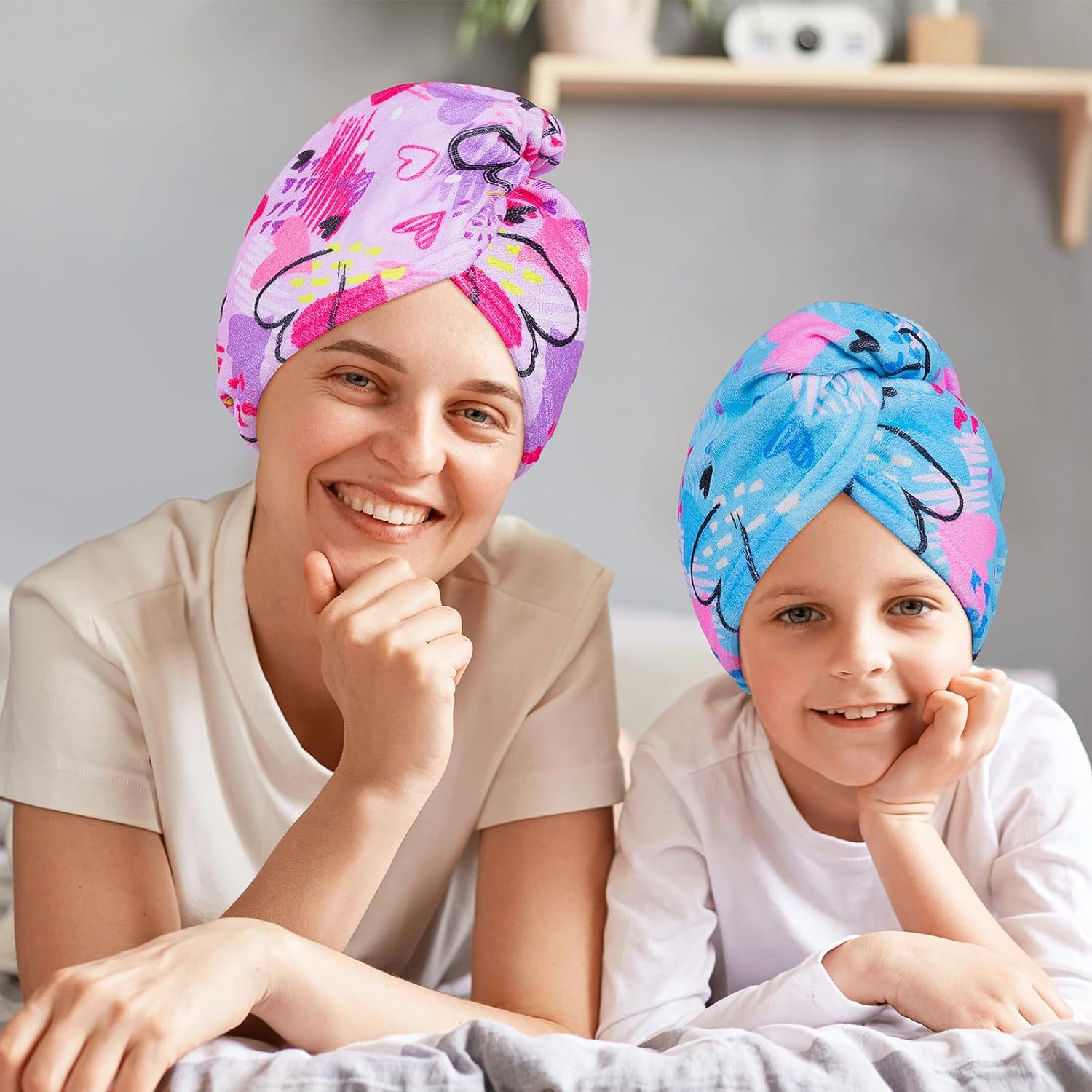 Absorción engrosada de agua para niños arco iris impresión sombrero de cabello seco envoltura de cabello microfibra lindo bebé niña bolsa de cabello seco
