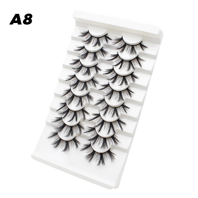 DINGSEN fuente transfronteriza fábrica pestañas falsas 8 pares de pestañas naturales gruesas de gran volumen LOGO