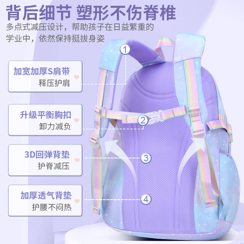 New Sesame Baby Primary School Bags 1-3-6th Grade Lightweight Girls Backpack Gradient Children's Backpack