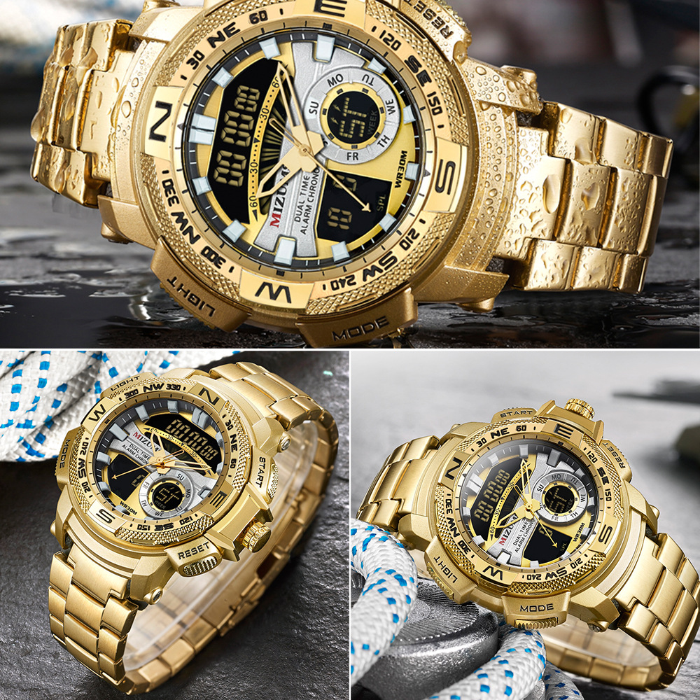 Pointer+Number Display Type Single Folding Buckle Buckle Style Round Dial Shape Daily Occasion Sports Solid Color Single Folding Buckle Quartz Men's Watches