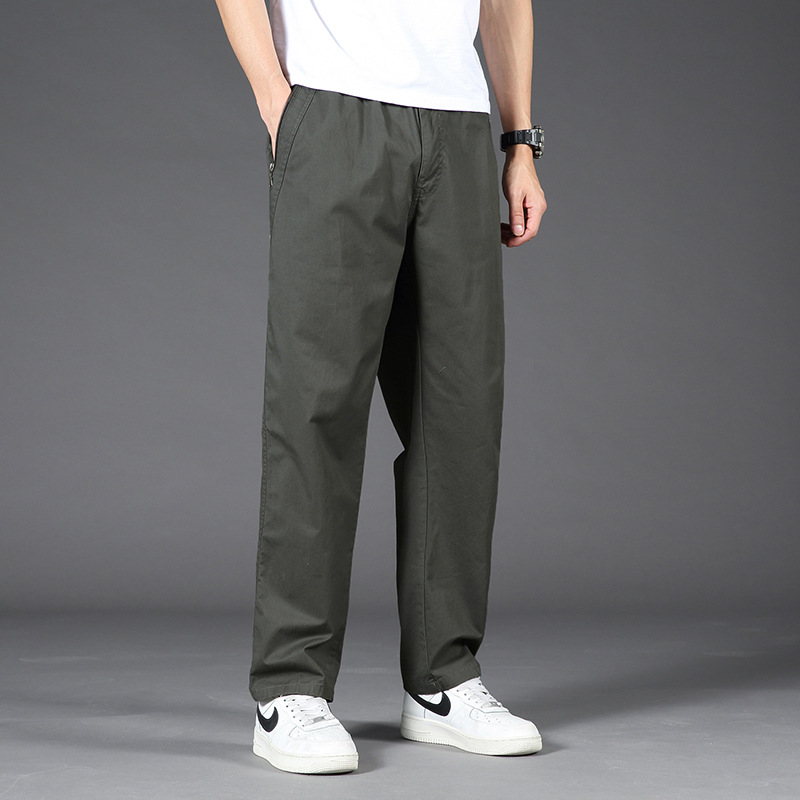 Pantalones de trabajo de algodón transfronterizo de hombre, pantalones largos casuales de piernas largas de primavera y verano delgados para hombres