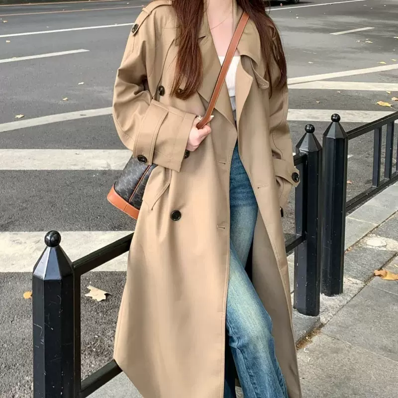 中长款卡其色爆款风衣外套女2025春秋新款小个子高级感英伦风休闲