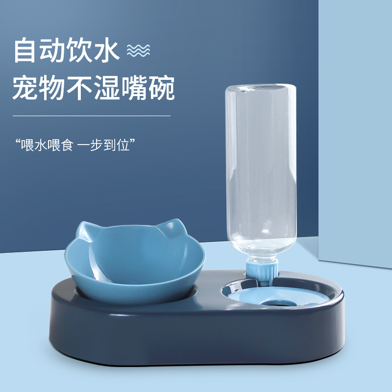 고양이 그릇 개 음식 분지 애완 동물 고양이 공급 고양이 식품 자동 물 공급 안티 노크 개 음식 더블 그릇 귀여운 6