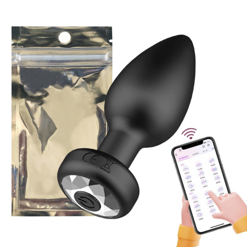 White diamond anal plug black (app remote control) bagged silver bottom