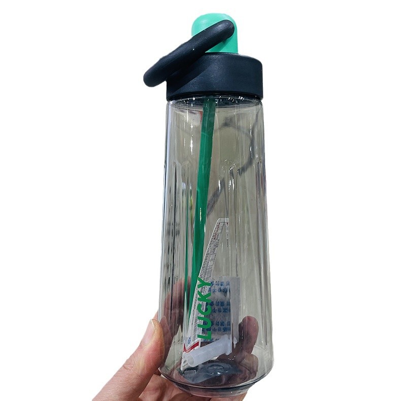 Baijia nueva taza de agua de anillo, hermosa taza de agua portátil de 600ml, nueva taza de paja de plástico