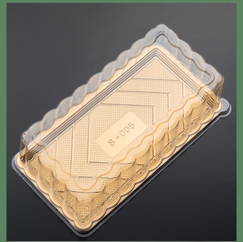 Dorado rectangular embalaje de plástico desechable pan pan