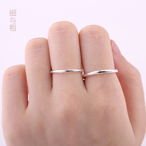 s999 solid silver ring for women and men plain ring sterling silver tail ring little finger ins trendy fashion personality Korean version birthday gift