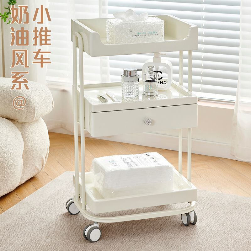 奶油风高端美容推车仪器小推车美容车美容院专用工具车移动置物架