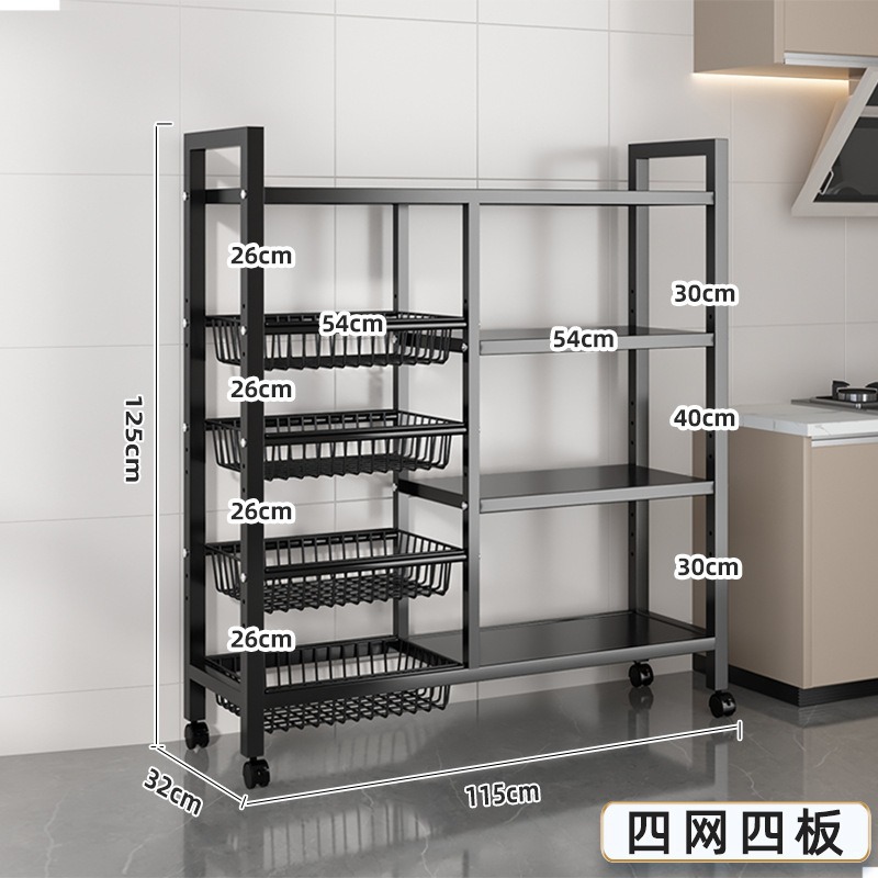 Estante de almacenamiento con ruedas y red cocina sala de estar piso dormitorio multi-capa libro snack móvil baño rack de almacenamiento