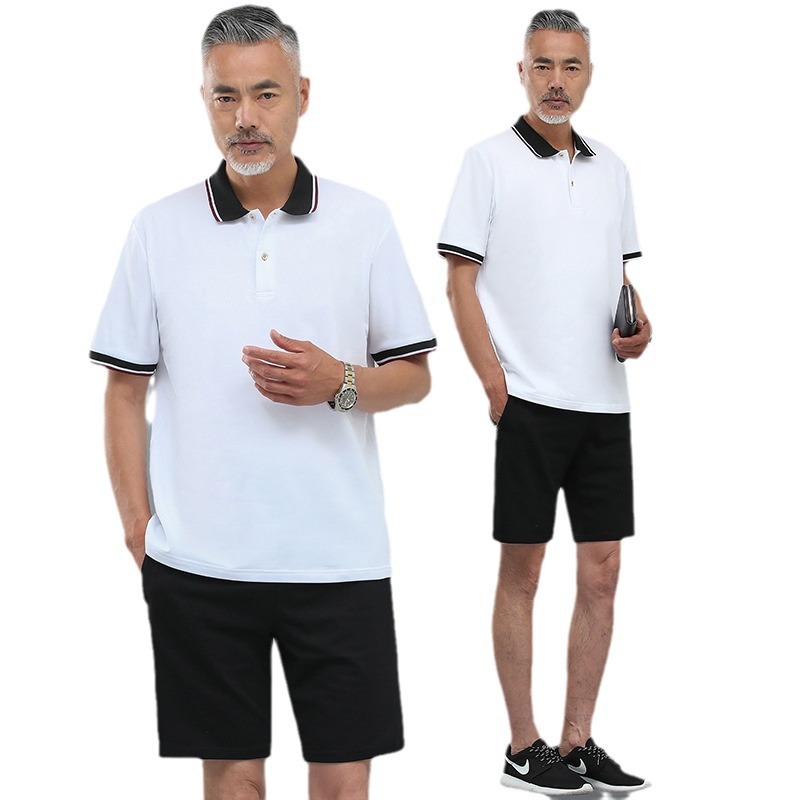 2024 verano nuevo hombre de mediana edad camiseta de manga corta delgada casual corto juego deportivo de tamaño grande papá dos piezas
