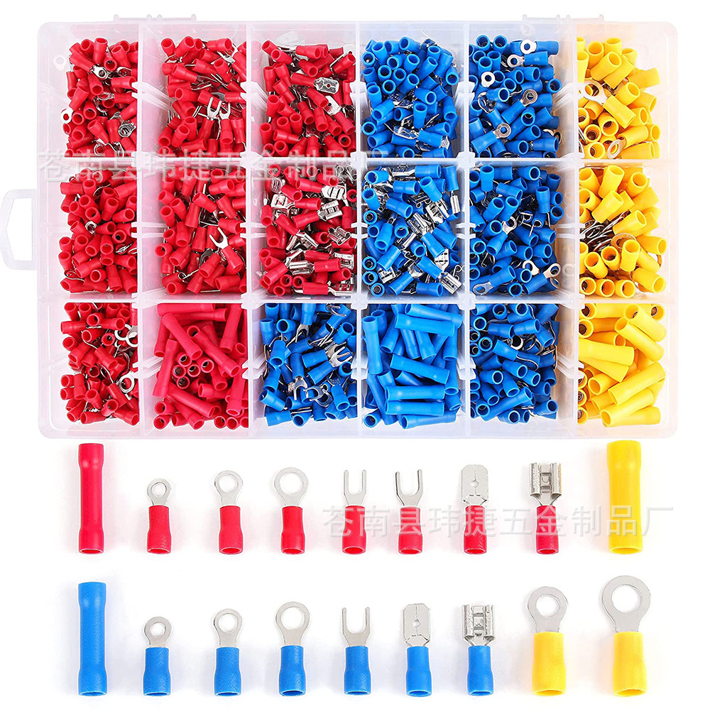 Exclusive Of1280pcs Pre-ulated Cold-pressed Terminal Box-packed Combined Wiring Intermediate Connector Bullet