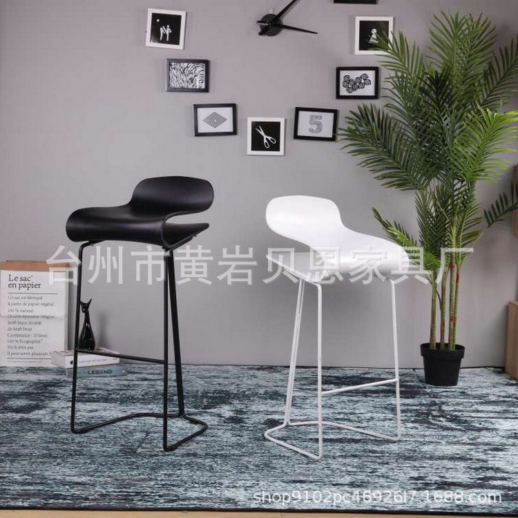 Spring High Wrought Iron Wood Iron Leg Scandinavian Bar Chair Casual Bar Fashion Net Red Coffee Shop Plastic Dining Chair