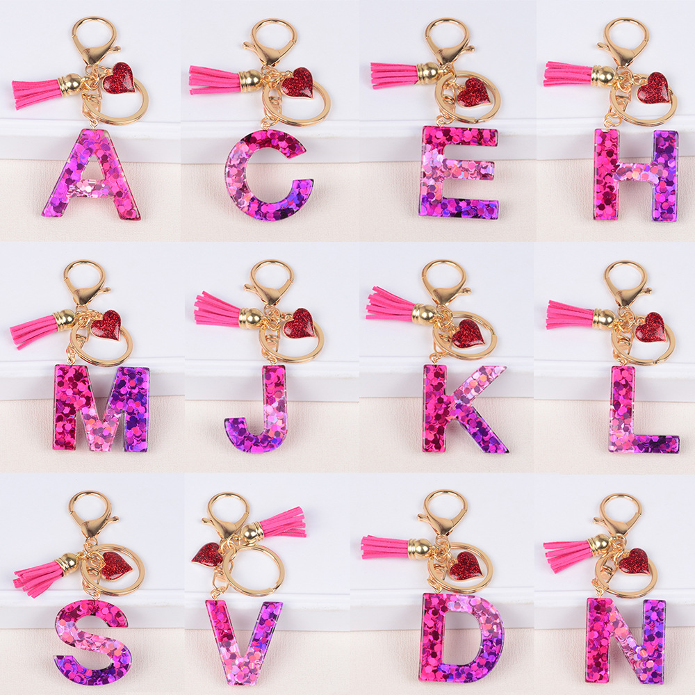 Lady Letter Heart Shape Resin Metal Epoxy Bag Pendant Keychain display picture 2