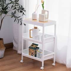 日式學生宿舍木蓋帶輪移動美容院小推車收納櫃浴室落地整理置物架