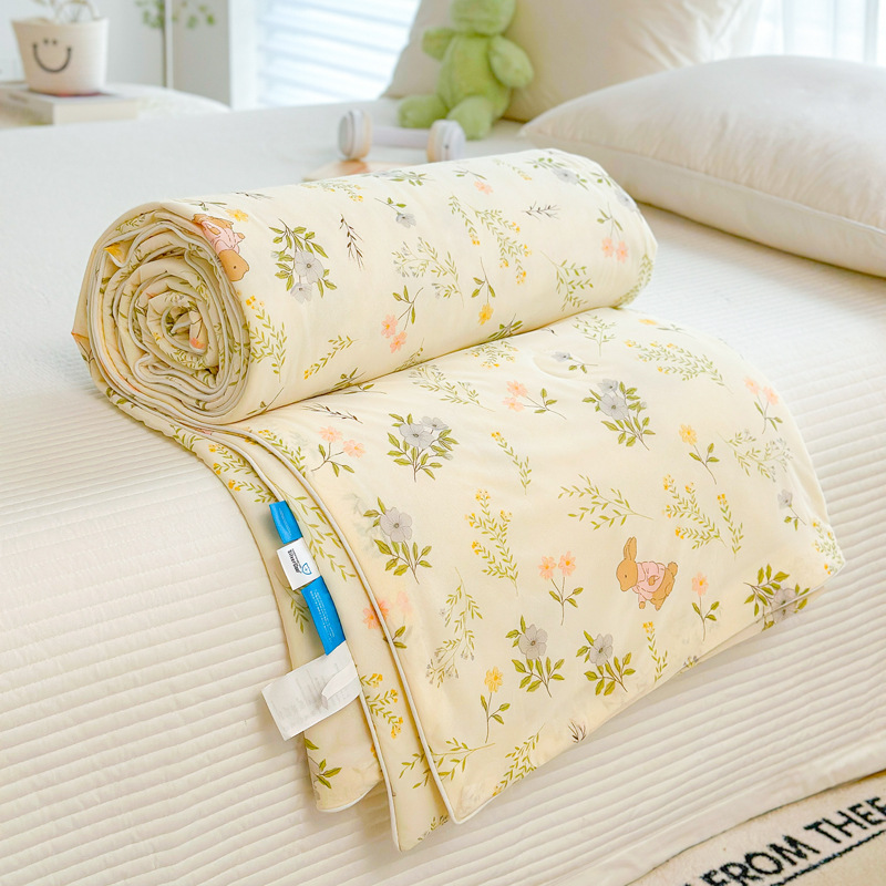 Sensación fresca de verano, seda helada, edredón fresco de verano, edredón de aire acondicionado, edredón delgado doble, dormitorio de estudiantes, edredón de verano, lavable a máquina
