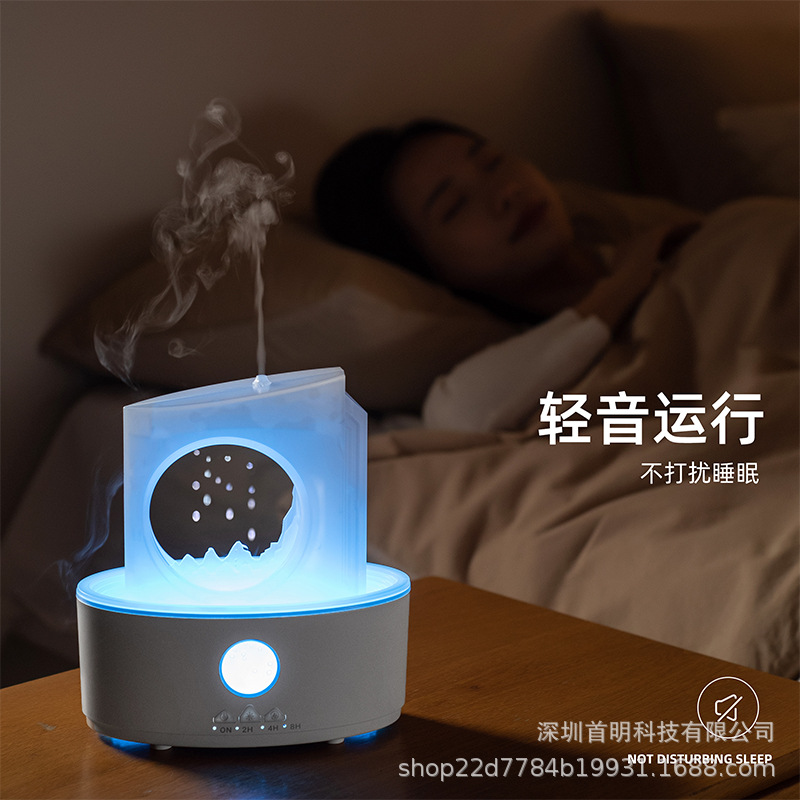 Humidificador de gota de agua transfronteriza personalizado de fábrica máquina de fragancia de madera doméstica de escritorio de control remoto de aceite esencial de diseño silencioso