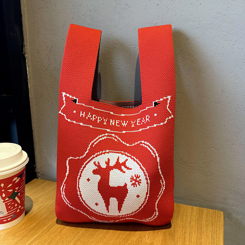 Bolsos Bolso cruzado para mujer Bolso de punto Bolso de regalo de empresa creativo y práctico Bolso de dulces de recuerdo festivo rojo de boda