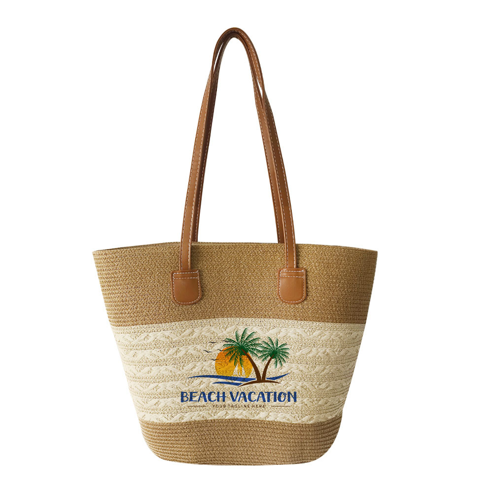 New Large Capacity Straw Woven Sun Protection Bag, Vacation Travel Beach Bag, Women's Woven Shoulder Bag - Thumbnail 2