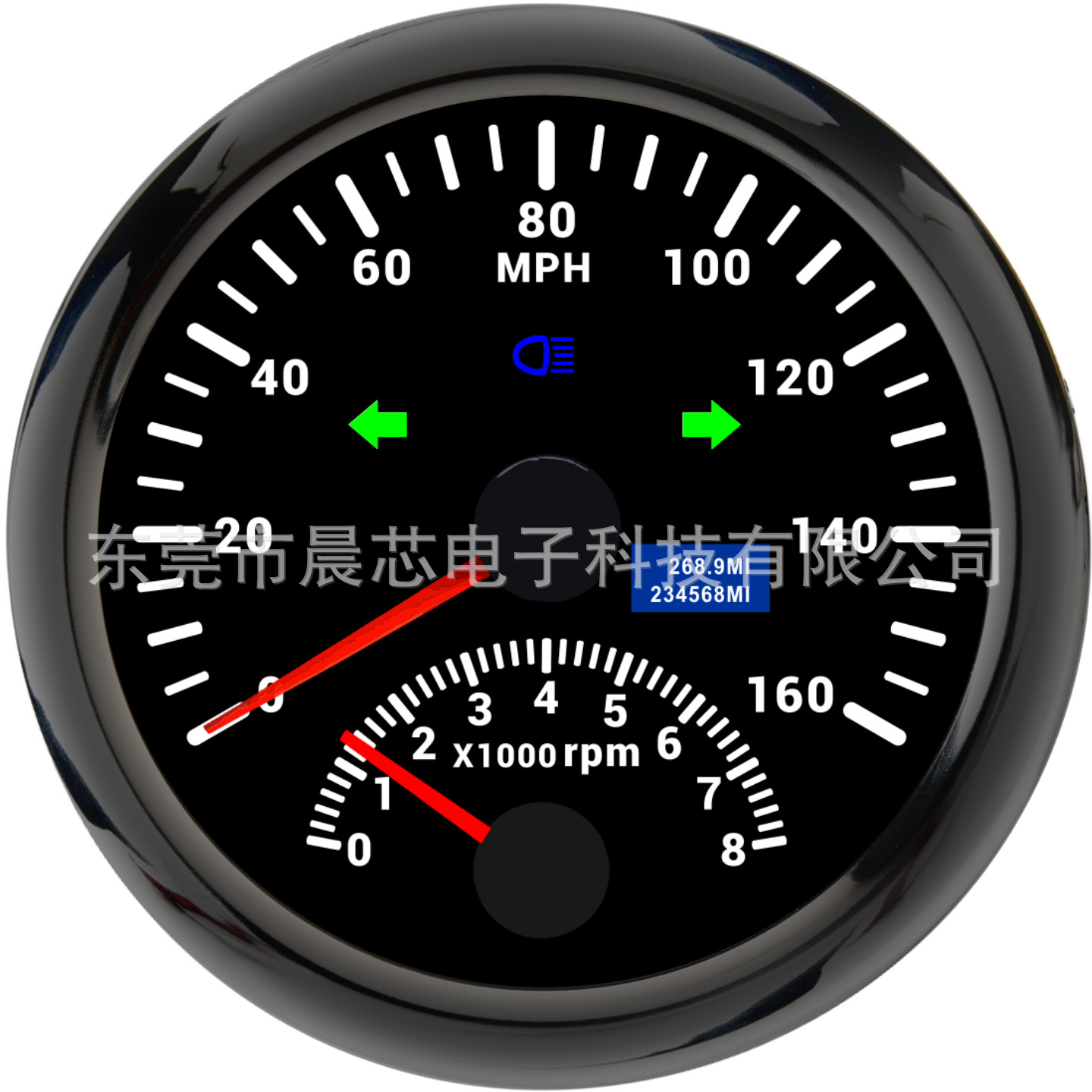 Speedometer Car — Motuoche automobile instrument - cx8225b-black-dial-black-cover-160mph