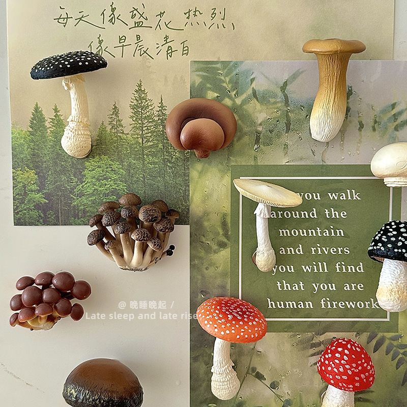 森林里的蘑菇~仿真蘑菇冰箱贴磁吸装饰品3d立体创意个性强力磁吸|undefined