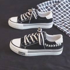 2024新款夏季厚底超火麥穗款帆布鞋休閒百搭小白鞋板鞋布鞋球鞋女