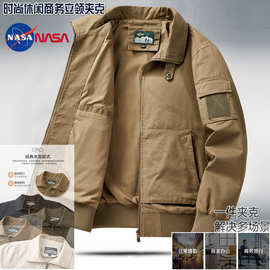 NASA春秋季休闲纯棉夹克男士时尚大码宽松飞行服耐磨工装外套男