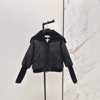 深圳南油25秋冬时髦帅气字母小蜜蜂刺绣羊羔毛翻领藤格纹棉服外套