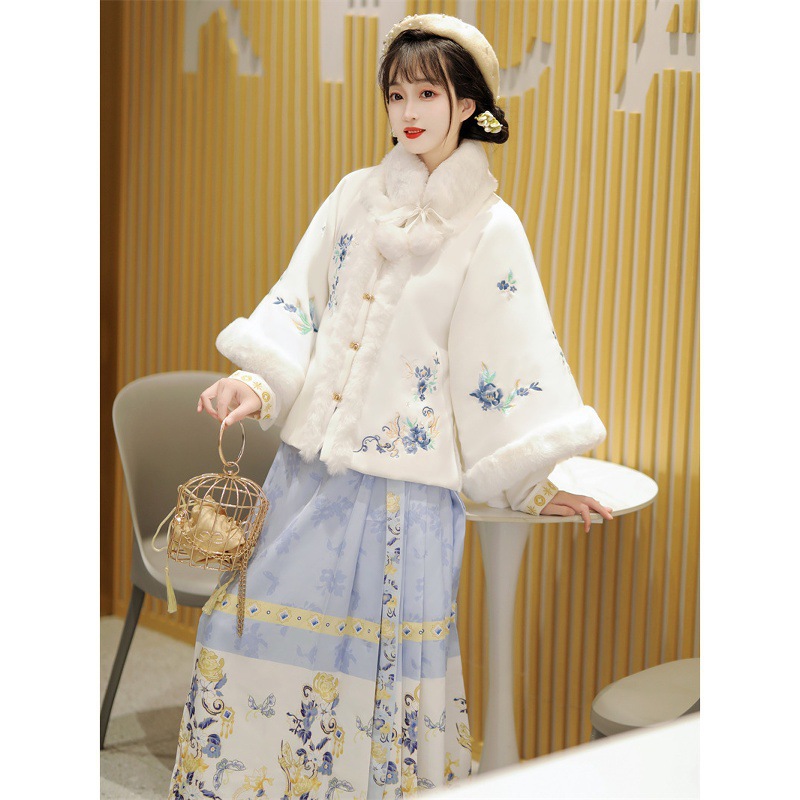 Hanyu Kui_Lanting Original Ming Dynasty Han Dynasty Women's 2025 New Winter Daily Velvet Thickened Horse Face Skirt Ancient Costume