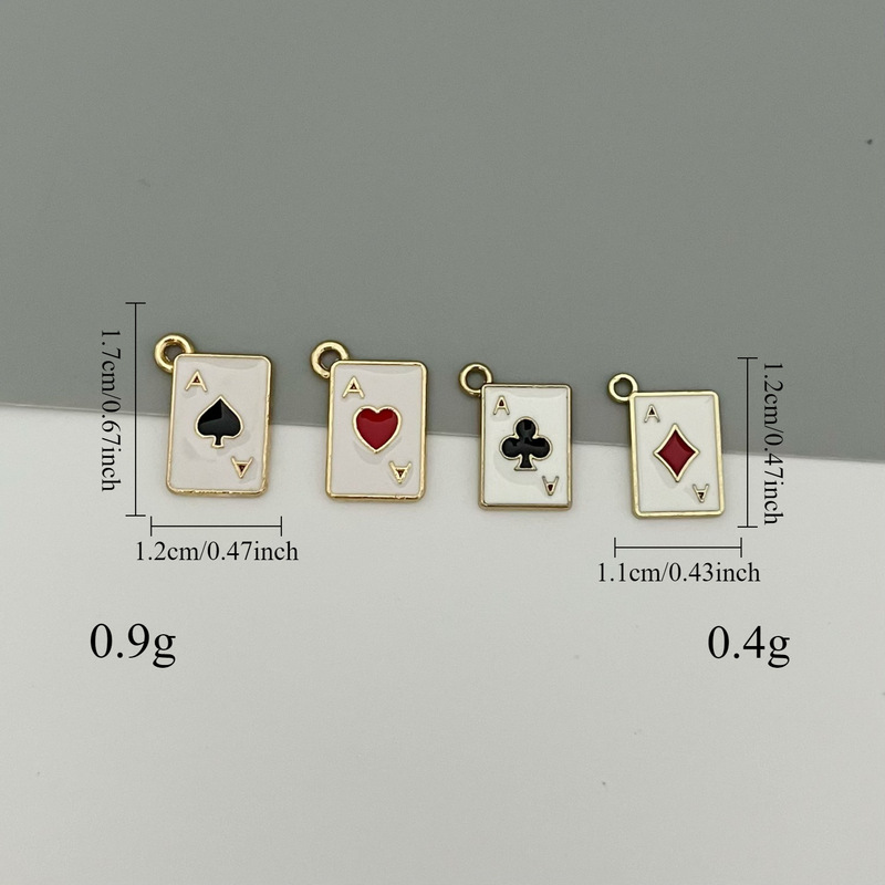 DIY合金饰品配件 潮流扑克牌桃心爱心滴油吊坠项链钥匙扣耳环挂件|undefined