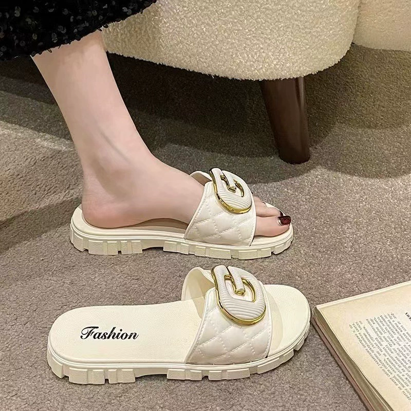 Женские тапочки, летние модные универсальные 2023, верхняя одежда с высокой подошвой, повседневные нескользящие износостойкие сандалии и тапочки на мягкой подошве