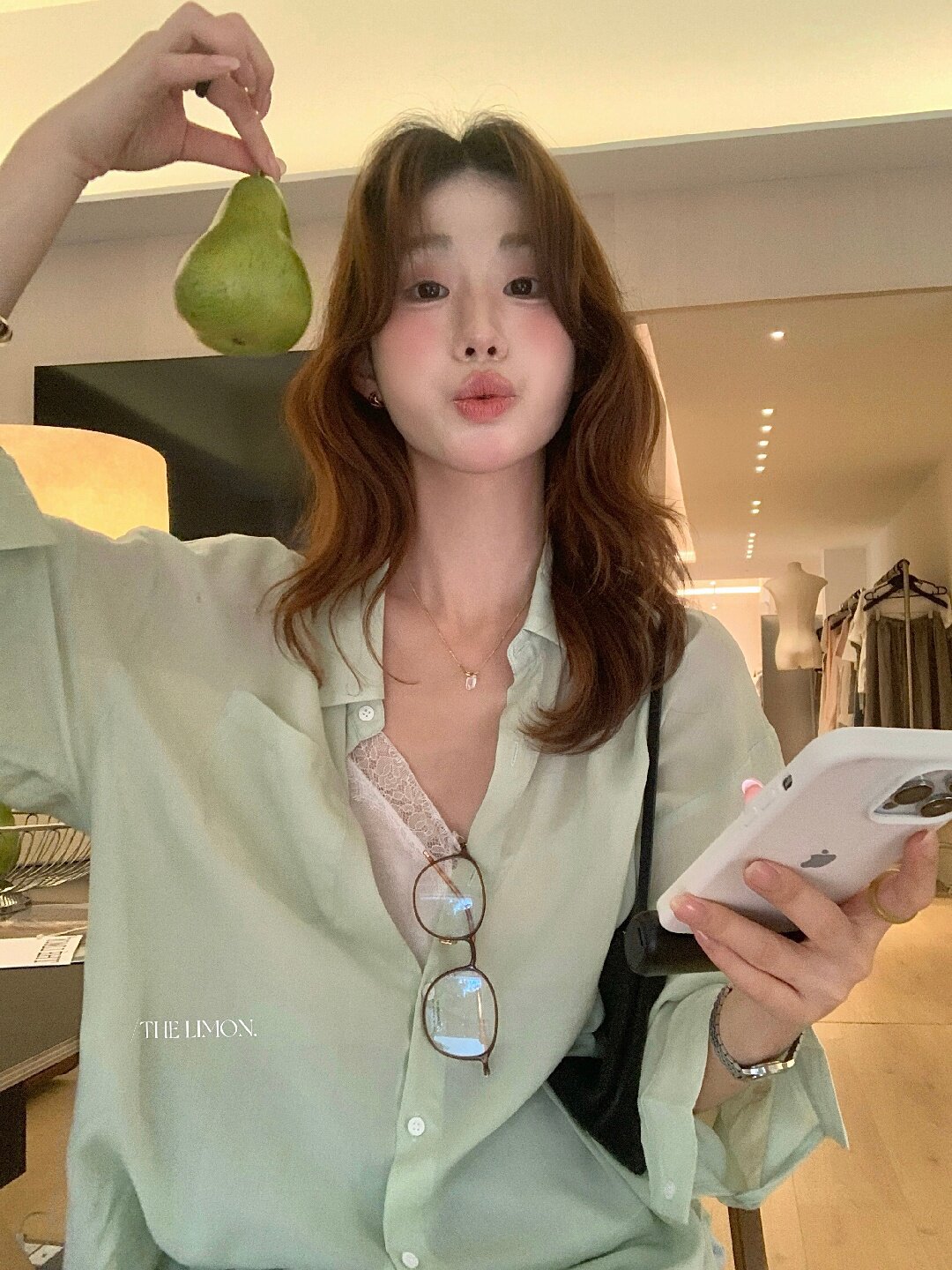 Áo sơ mi nữ tay dài chất liệu tencel phong cách lười biếng ấm áp — Vàng nhạt, xanh lam, Xanh lá cây nhạtcolor, màu hồng chi tiết 53