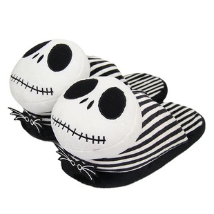Christmas Night Cry jack Striped Plush Slippers Halloween Funny Skull jack Warm Couple Cotton Slippers