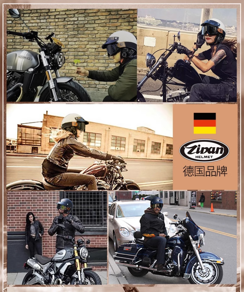 German Zidan 2025 New Electric Motorcycle Helmet Retro Half Helmet