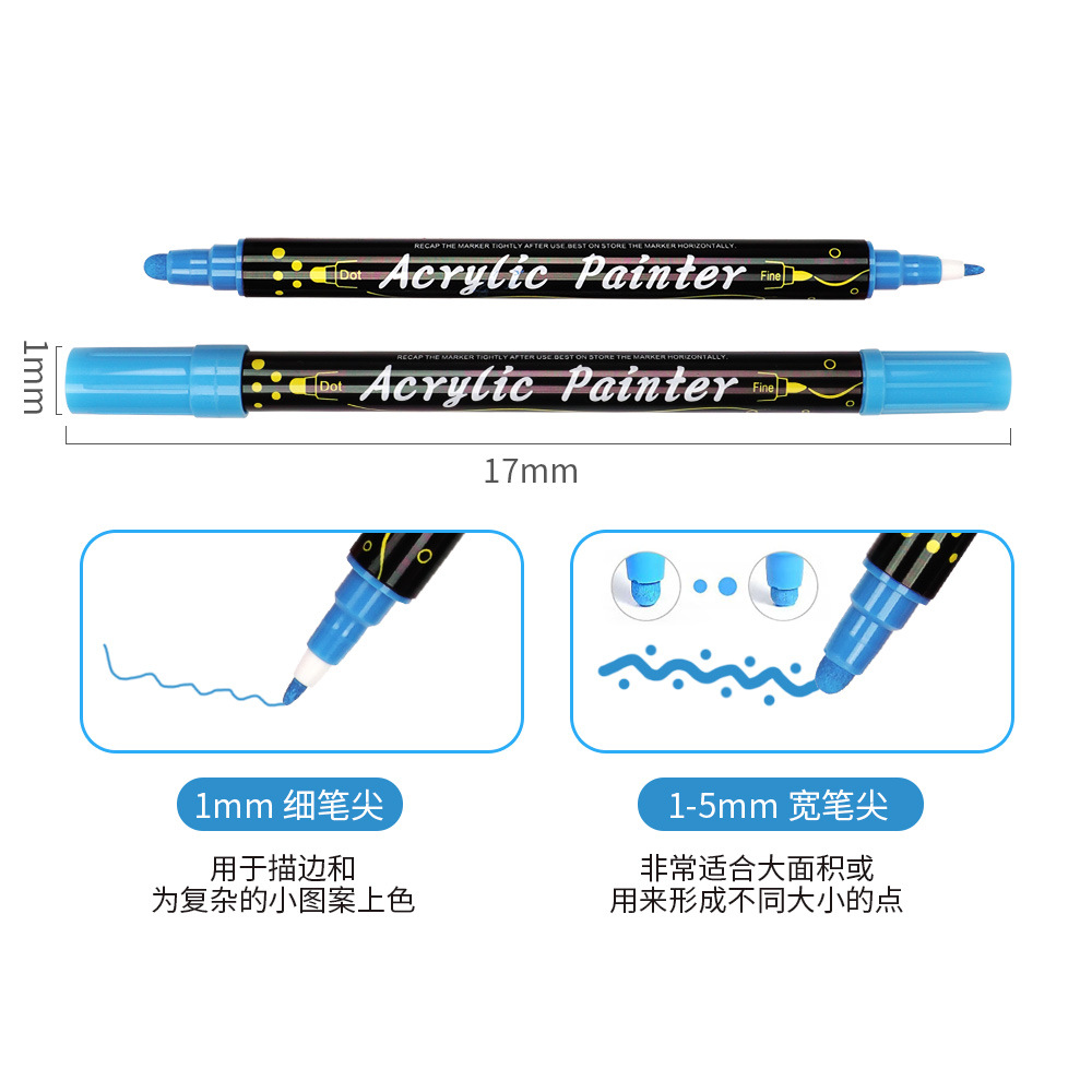 Doble cabeza gouache acrílico rotulador de cabeza redonda Doodle pen set pintura impermeable DIY de cerámica graffiti rotulador