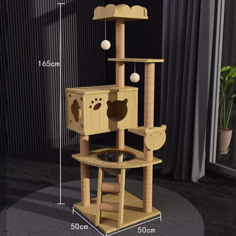 Cat climbing frame, universal four‑season multi‑level tower with hammock, condo and scratching posts