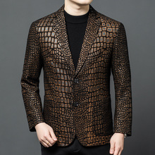 2025年春秋新款真皮皮衣单西装高端海宁羊皮爆款鳄鱼花纹外套男装