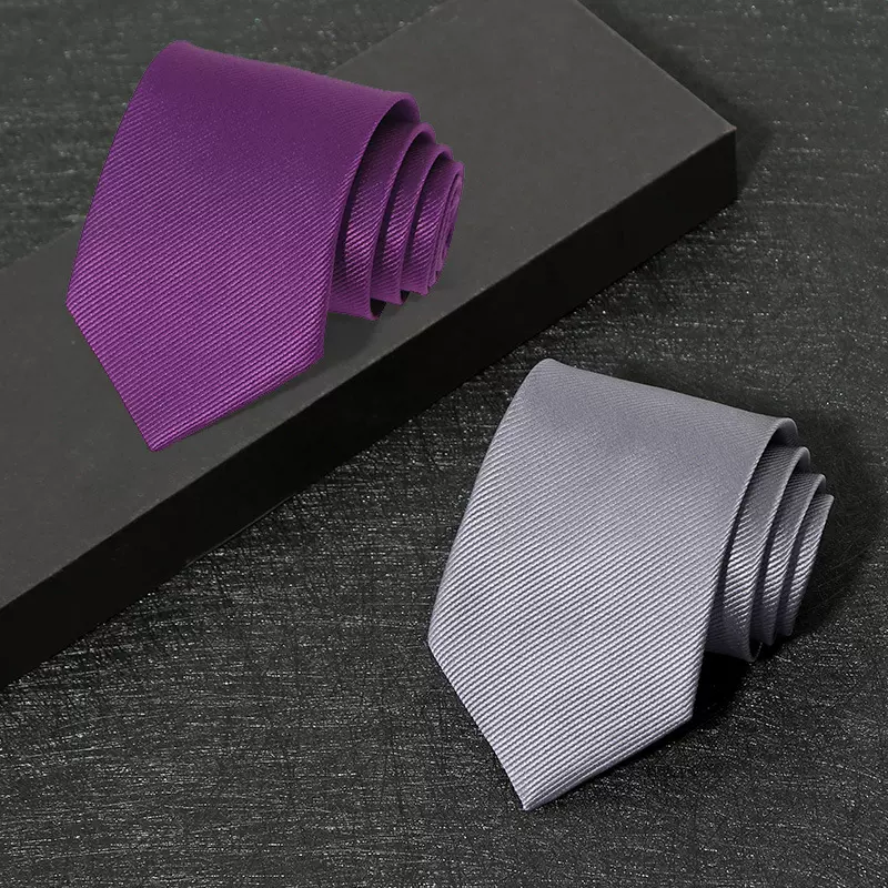 商务休闲男士领带涤纶丝黑色红色西装配饰8cm手打纯色领带厂家